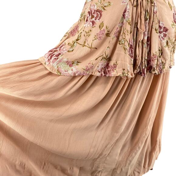 Vtg 90s NOS American Angel Romantic Boho Rose Floral Crinkle Rayon Maxi Dress M - Picture 7 of 16